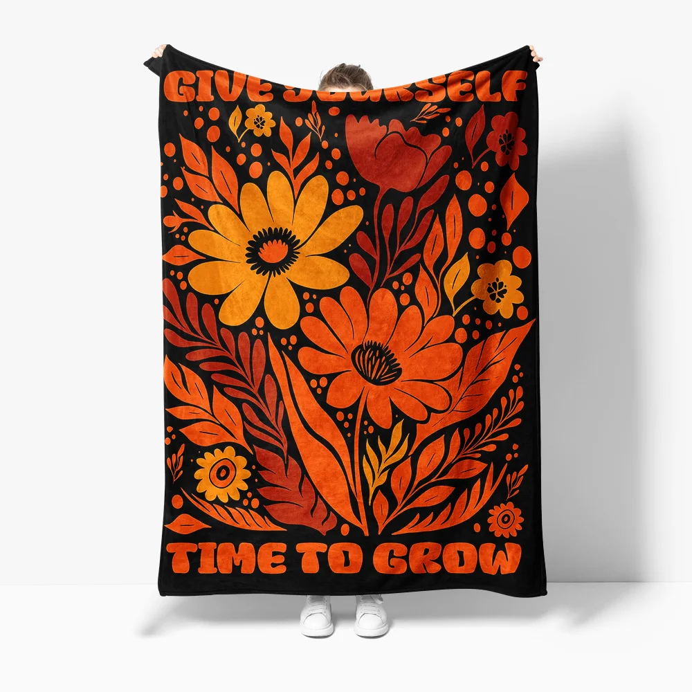 

Floral Orange Red Paisley Flower Print Blanket Throw Sofa Bed Cover Decorative Gift