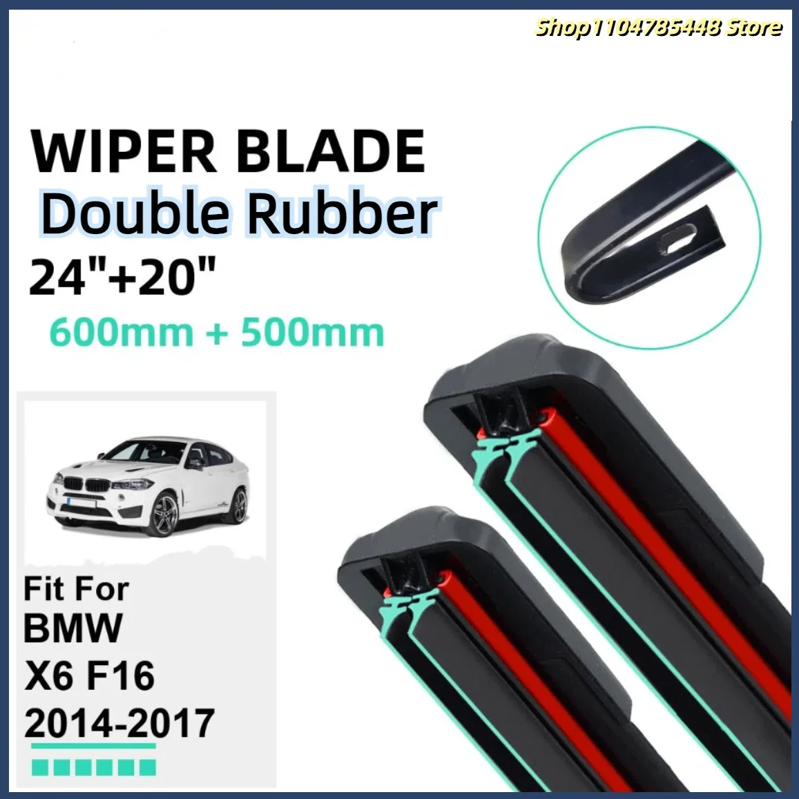 

Double Rubber Car Wiper Blades for BMW X6 F16 2014-2017 Front Windscreen Windshield Rubber Car Accessories 2014 2015 2016 2017