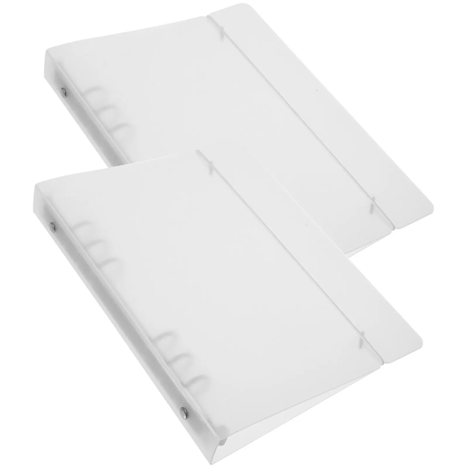 

2Pcs A5 Binder Clear Plastic Notebook Cover with Metal Ring Binding Belt for File Organization Portable Document Folder