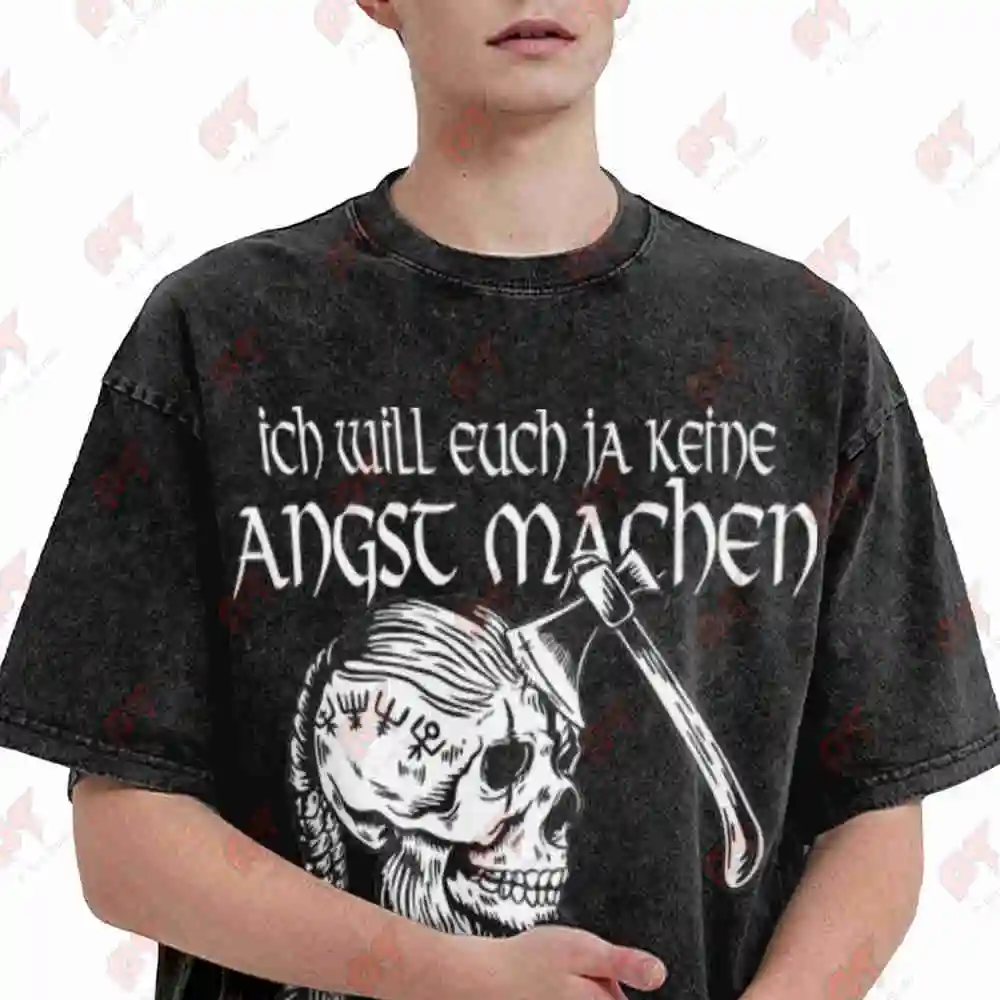 Lustiges Wikinger Ich Will Euch Ja Keine Angst Machen Aber Heute Laufe Frei Rum Vintage Washed Tee Pure Cotton T-Shirt