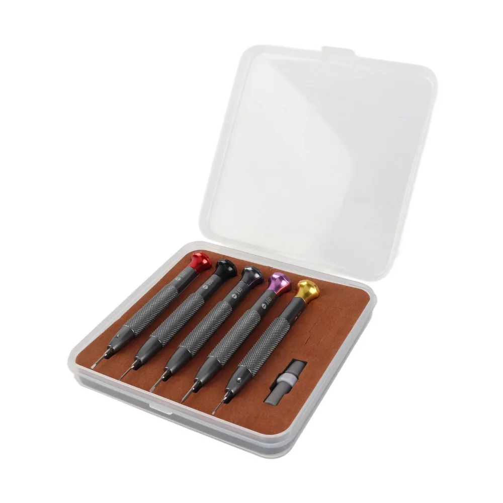 5Pcs Silver Watch Screwdriver Set Steel Various specifications Flat Head Screwdriver Watchmaker Maintenance Kit