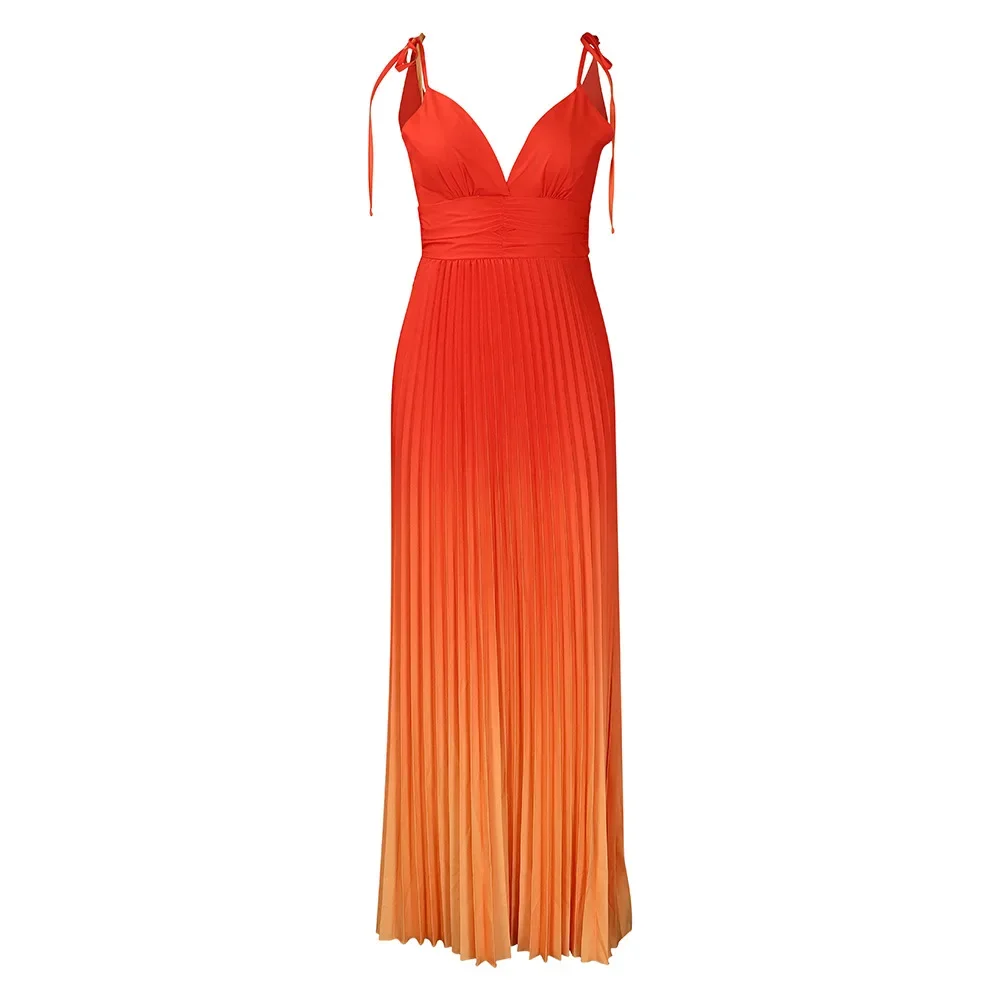 Vestidos de noite com cordão feminino, vestido longo de baile, coquetel, gradiente, elegante, moda verão, sexy