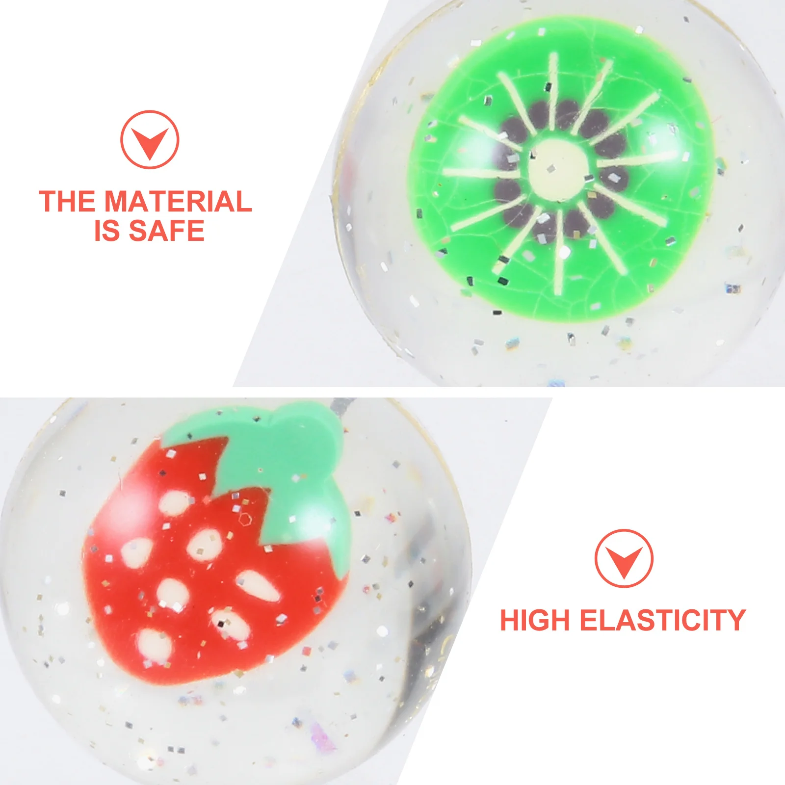 

6Pcs Fruity Bounce Balls Premium Eco Friendly Bouncy Balls for Kids Recess Play Educational Activity Colorful Fruit Design