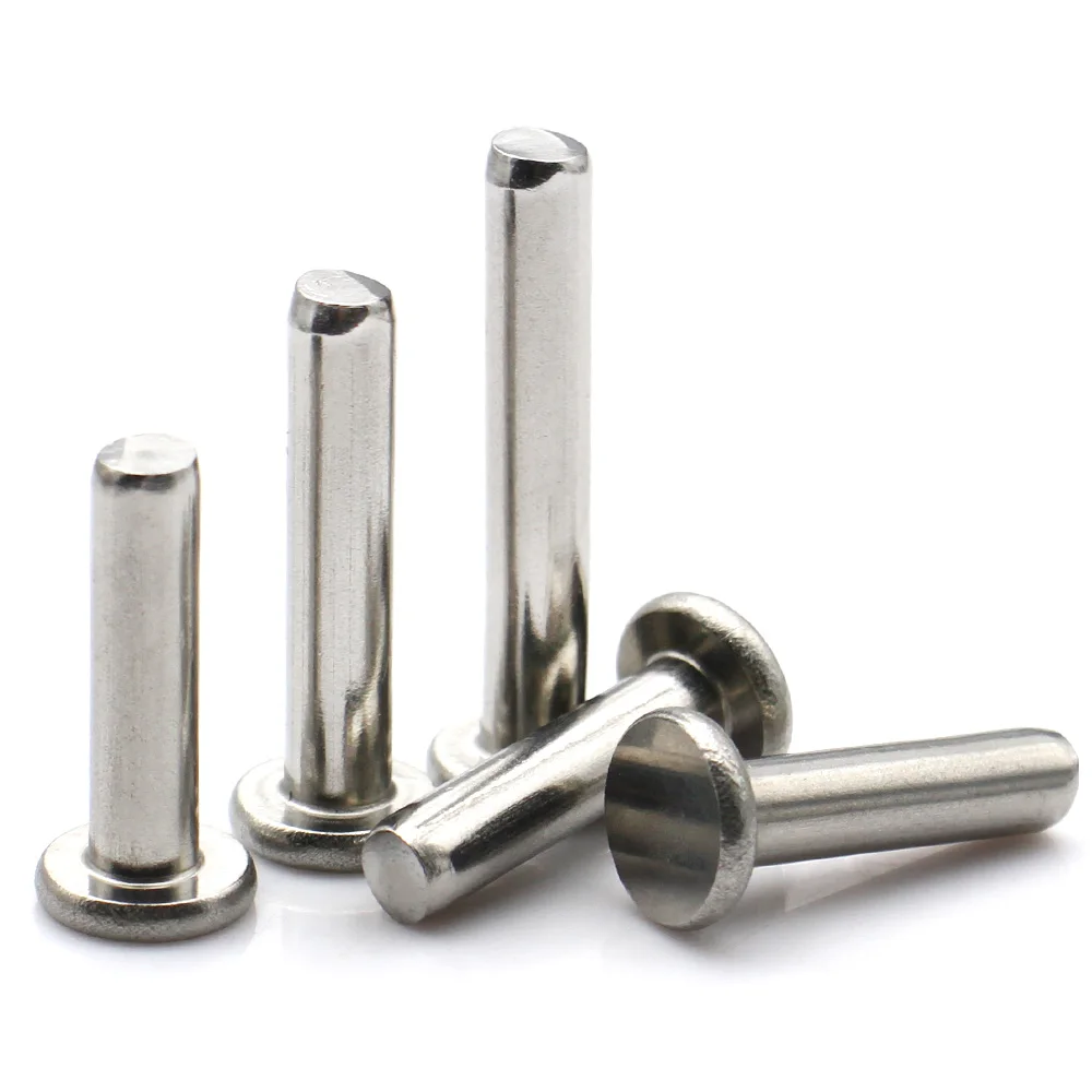 304 Stainless Steel Solid Flat Head Rivets Knock Type Plain Cap Rivet M2-M8