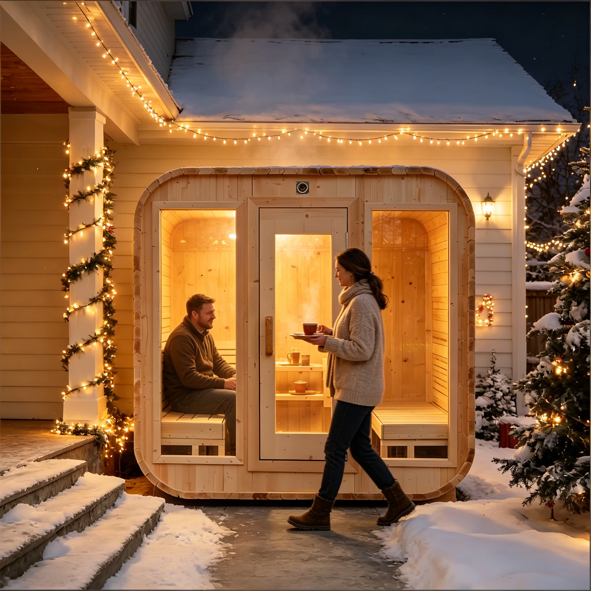 Garden Wooden Barrel Sauna Room Outdoor Heat Bath System with Stone Furnace for Home Spa and Recovery Use