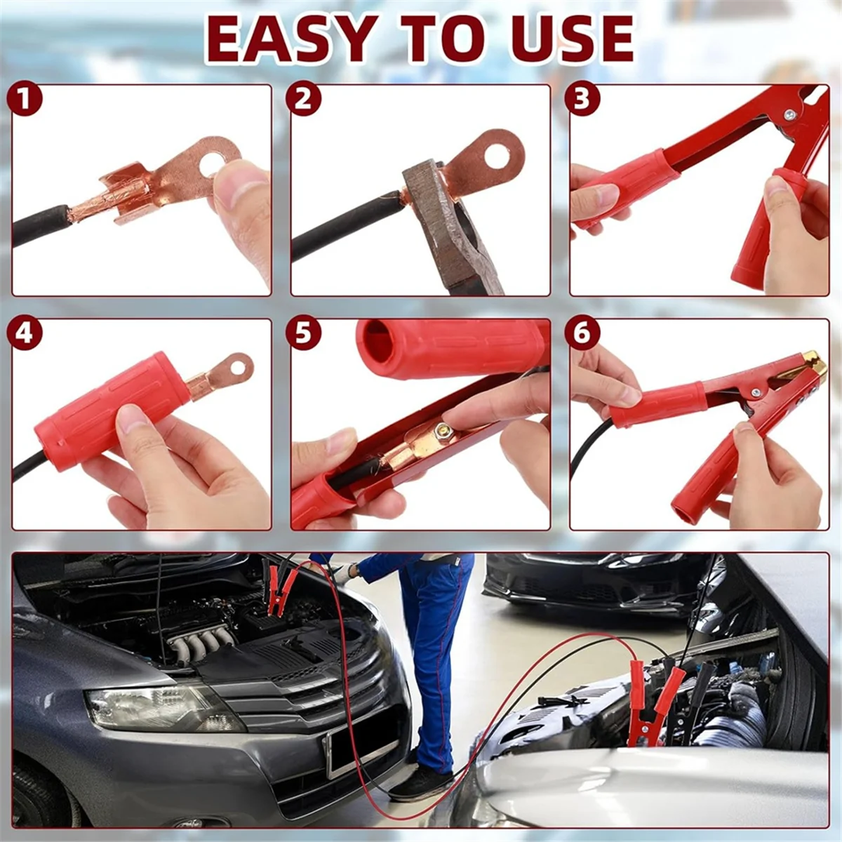 

AA25 12 Pcs Battery Jumper Cable Clips 500-1000a with Insulating Sheath Jumper Cable Ends for Cables All Kinds of and Boats