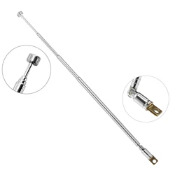 1Pcs Telescopic FM Radio Antenna 4 Sections Chromium-plating Copper Antenna 360° Rotatable