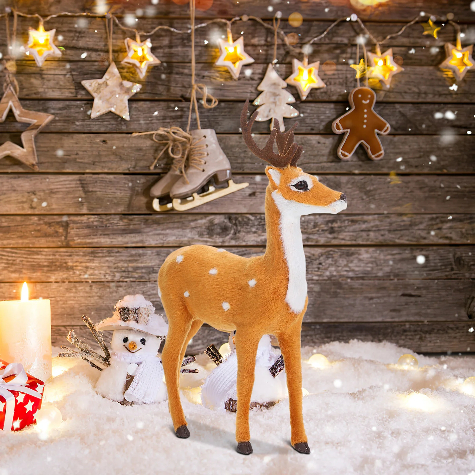 

Christmas Elk Ornament Artificial Faux Elk Sculpture Decorative Desktop Xmas Deer Decoration Tabletop Christmas Supply