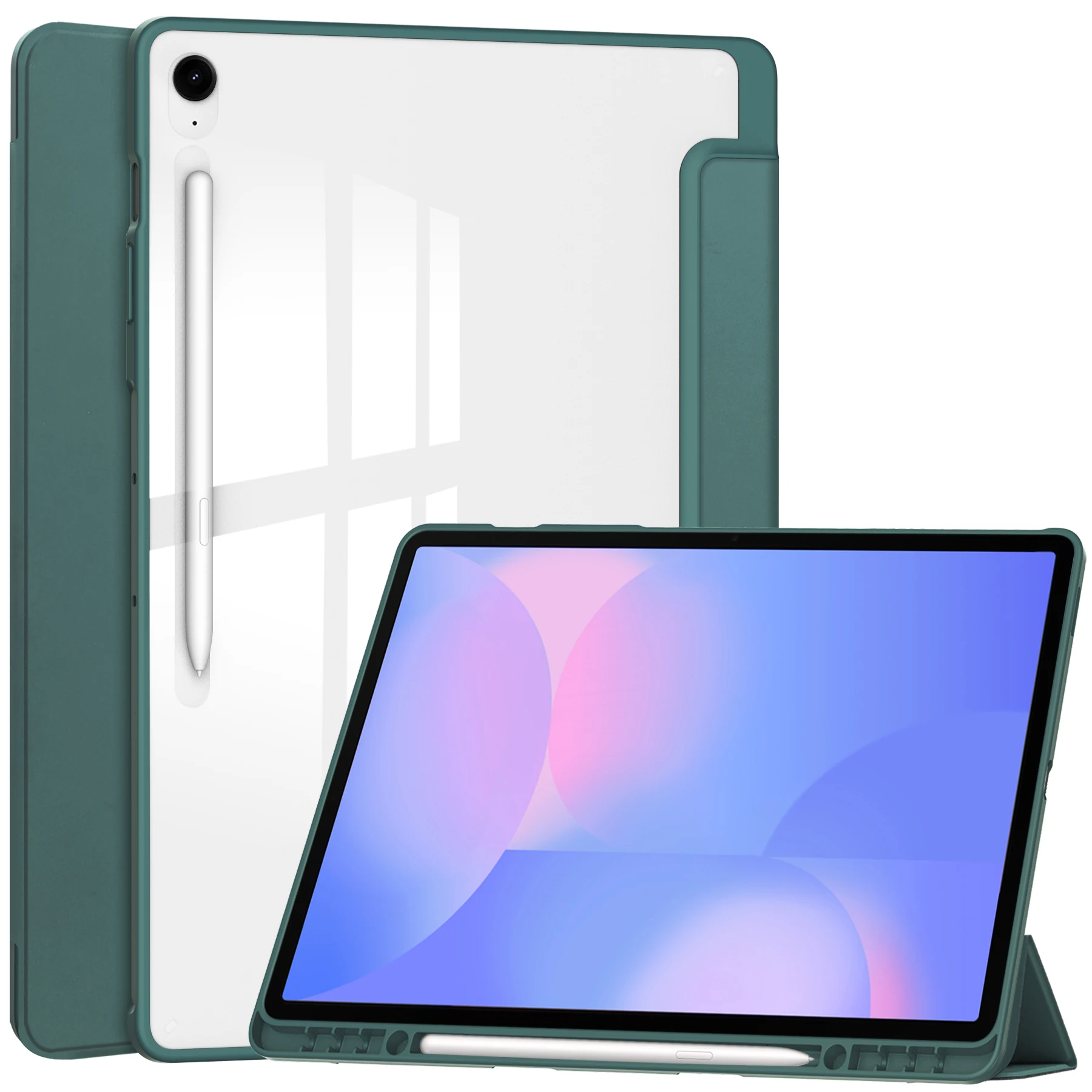 

Для Samsung Galaxy Tab S10FE Plus 2025 SM-X620 X626 X626B 13,1 дюйма с держателем для ручек, складная подставка, прозрачный чехол