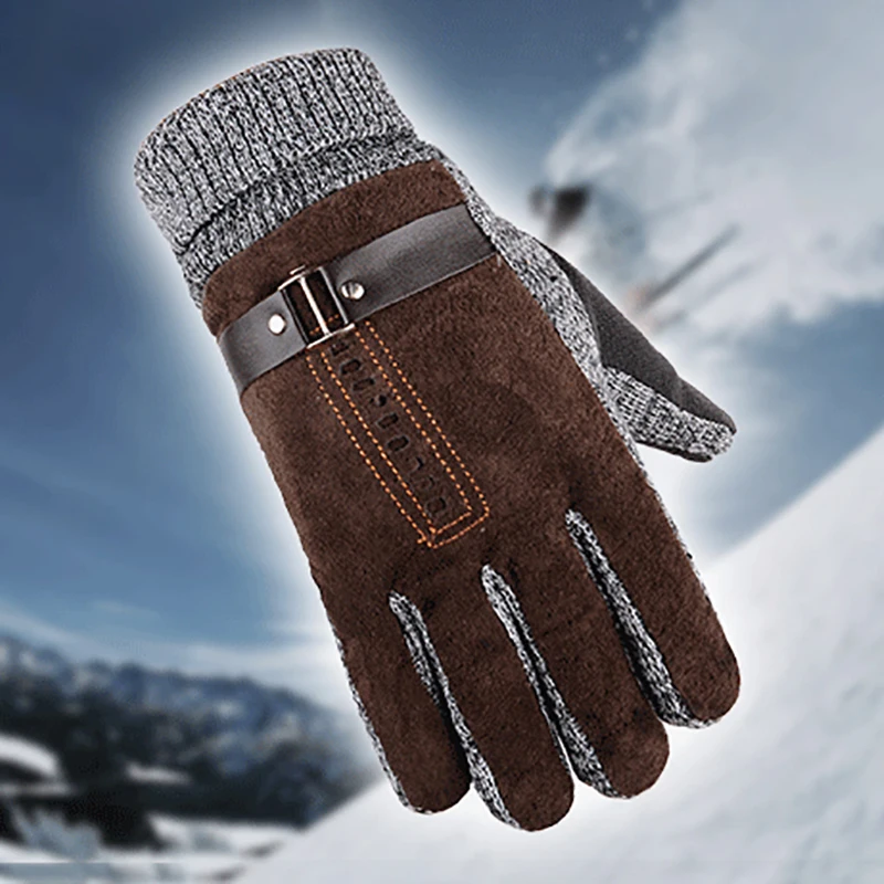 1 Pair Men Gloves Thick Anti-pilling Winter Gloves Thermal Men Winter Gloves Touch Screen Outdoor Cycling Cold Protection