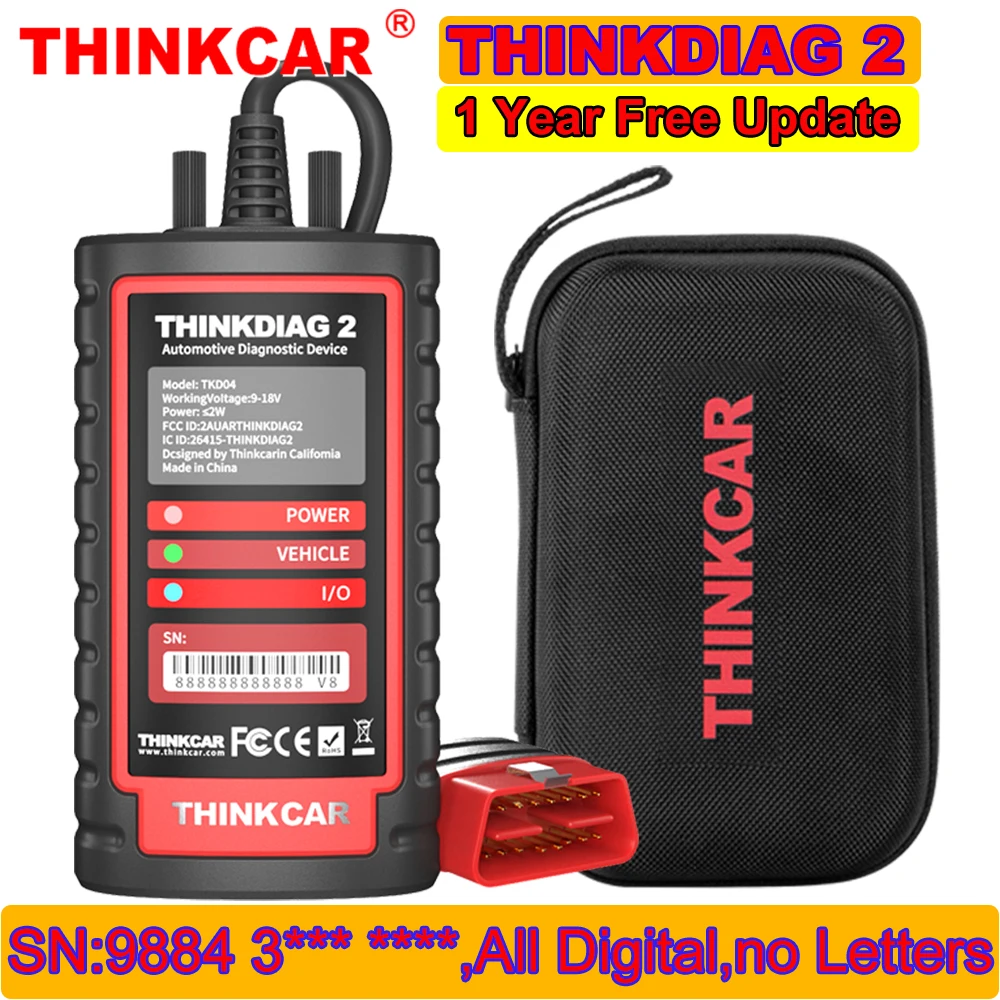 THINKCAR ThinkDiag 2 ALL software 1 jaar gratis update Auto diagnosetool CAN FD ECU codering Actieve test 16 reset OBD2 scanner