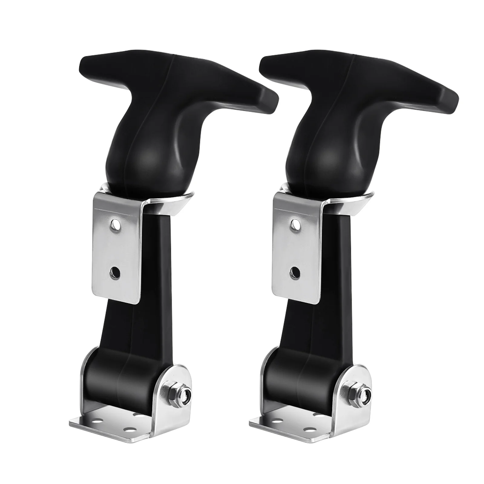 2pcs Stainless Steel Rubber Hood Catch Flexible T-Handle Hasp Rubber Flexible Draw Latches with Brackets for Tool Box