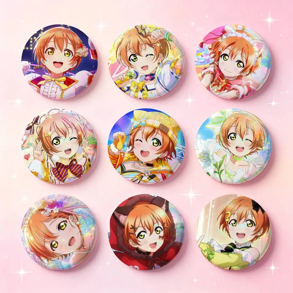 Rin Hoshizora Figure Cartoon Badges 25 32 44 58 75 Mm Round Cosplay Pin Bag Decor Fans Collect Friends Gifts Brooch Souvenir