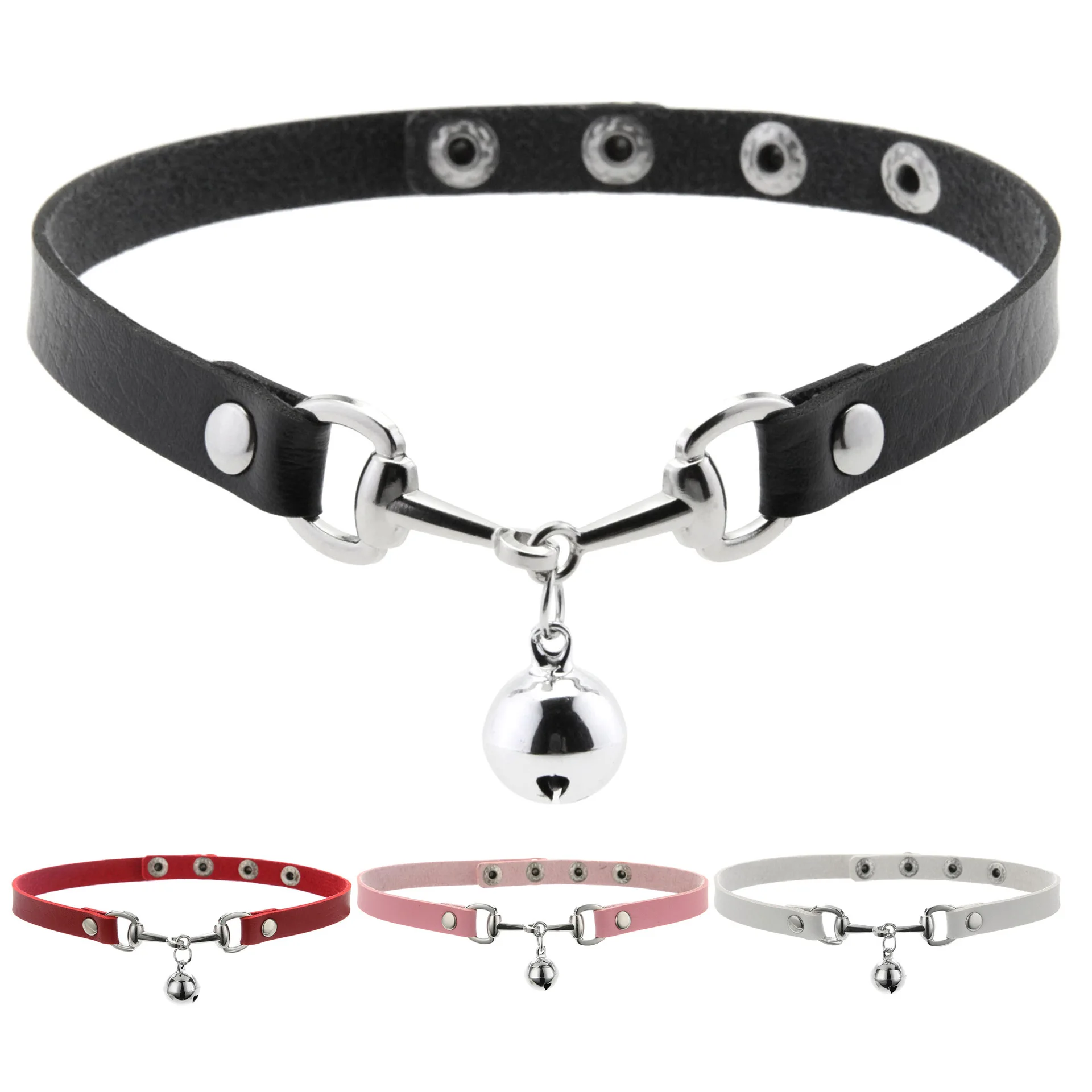Punk Harajuku Fashion Personality Super cool Hot Girl Bell Leather Alloy Multicolored Clavicle chain Simple Temperament