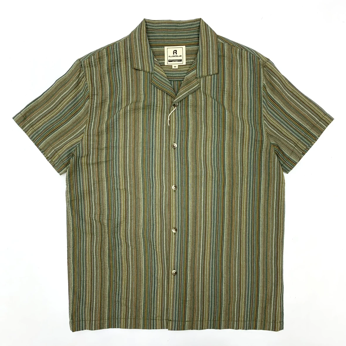

Vintage Color Striped Short-Sleeve Shirt Japan Retro Style Hong Kong Aesthetic Cuban Collar Unisex Loose Fit Couple's Summer Top