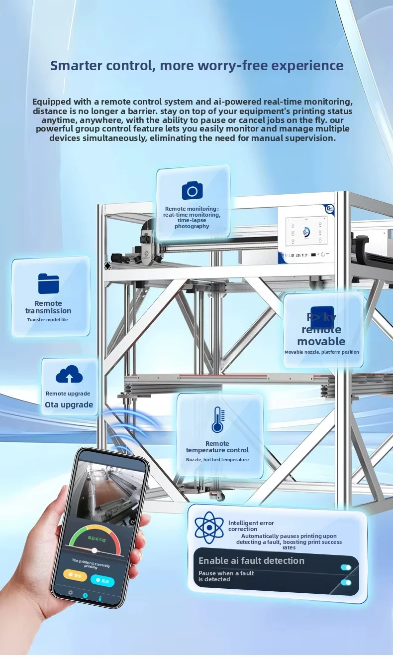Big Format FDM 3D Printer Industrial Open Frame Auto Bed Leveling Resume Printing For Jigs Fixture Hand Prototype Model Making