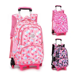 Children School Rolling Backpacks Trolley Bags with Wheels Waterproof School Bag For Teenage Girls Kids Travel Wheeled Bag