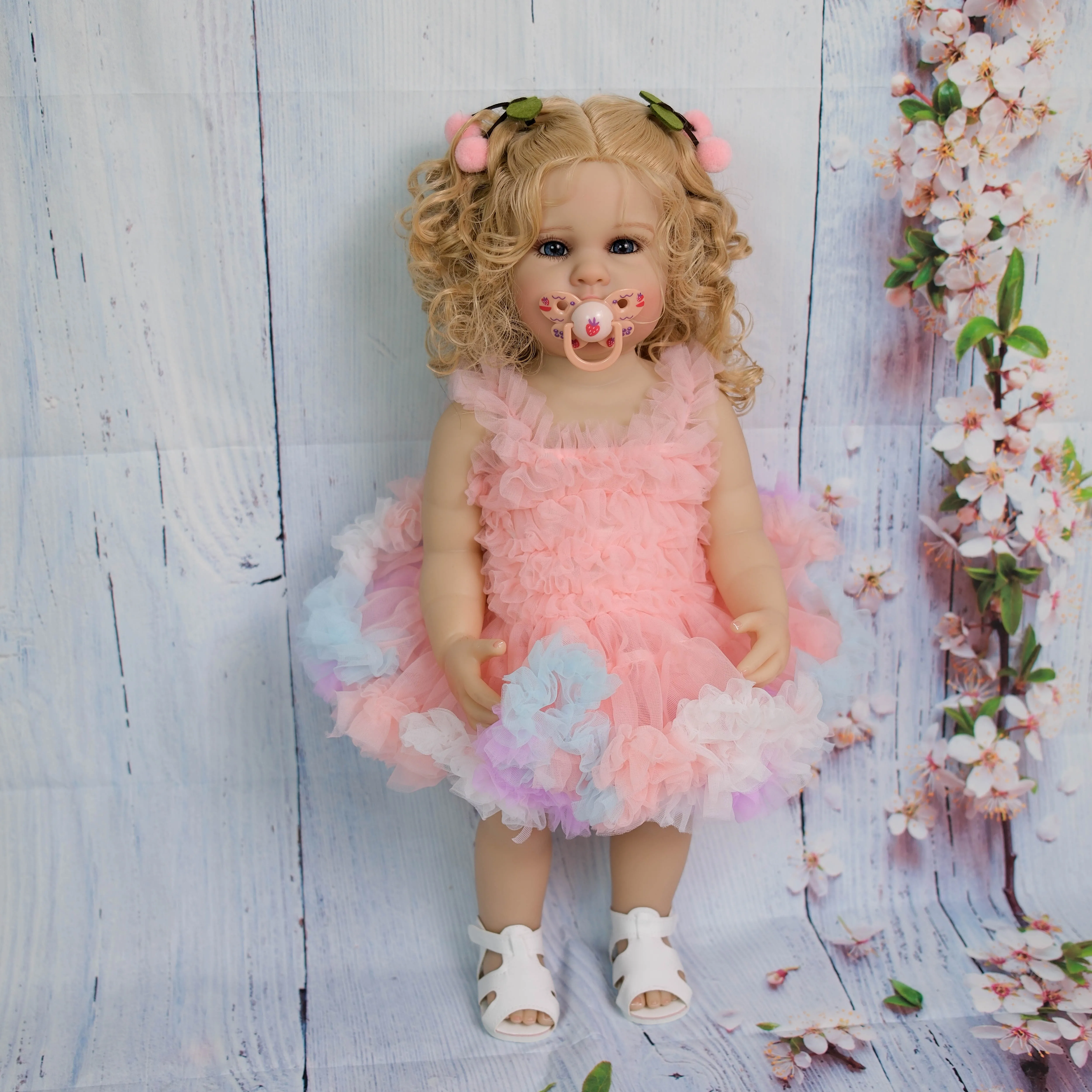 NPK 22'' High Quantity Full Body Vinyl Standing Legs Reborn Ellie with 3D Skin Lifelike Real Baby Hand Root Hair Newbron  Dolls