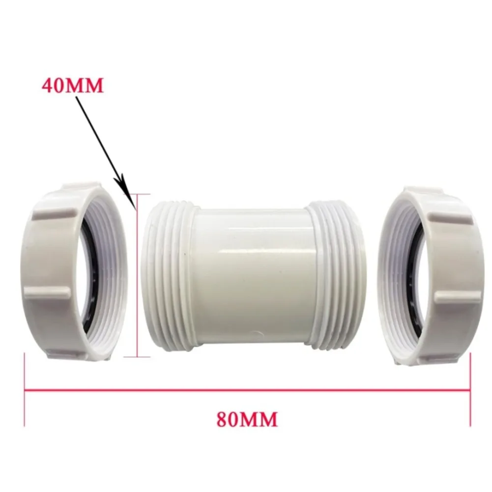 

40mm Straight Pipe Connector Polypropylene PVC Connector Leak Proof Gasket 2PCS 4PCS for Bathroom Kitchen Plumbing Applications