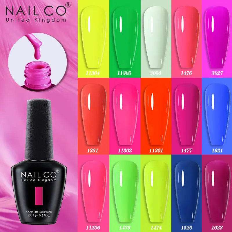 NAILCO-Verhéritage à Ongles UV Semi-Continu, Couleurs Pailletées, N64.Art, Design de Manucure, Base Supérieure