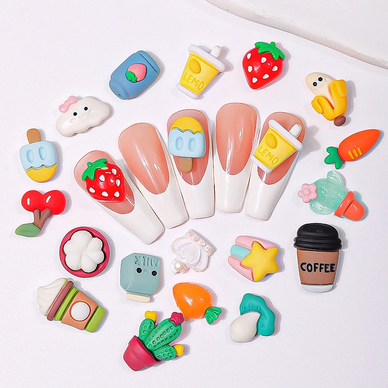 

20PCS 3D Resin Nail Art Charms Kawaii Accessories Parts For Manicure Decoration Materials Nail Supplies For Professional Fruit