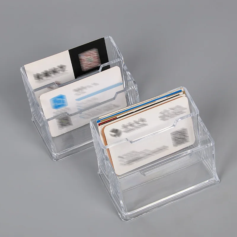 Transparent Business Card Case Desktop High-End Acrylic Card Holder Storage Box Display Rack Organizer