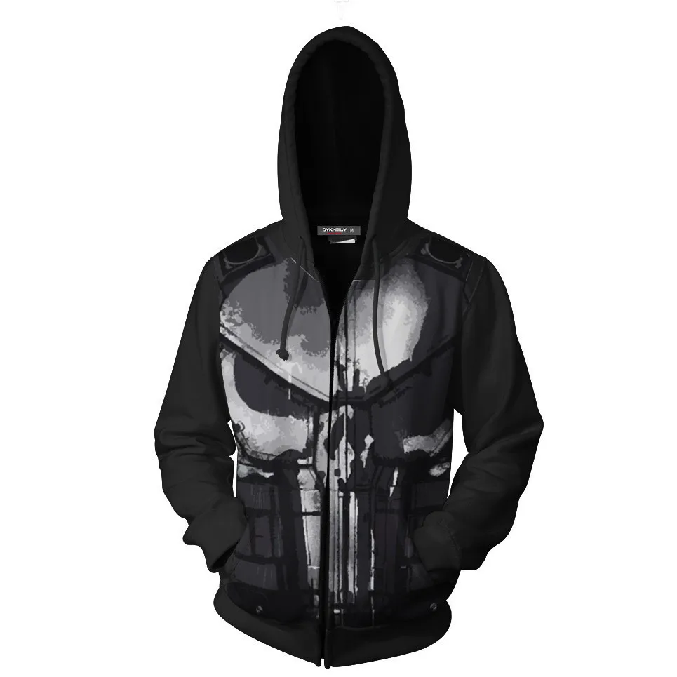 New Villain Hero Frank Castle Punisher 3D Printed Hoodie Cosplay Loose Hooded Hoodie Large Street Style Student Clothing