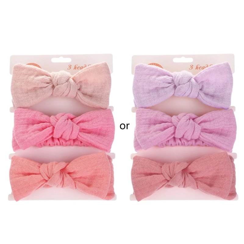 3pcs Bowknot Hair Bows Elastic Stretchy Wide Headbands Hairband Hairbows Turban Headwraps Hair Accessories for Kid P31B