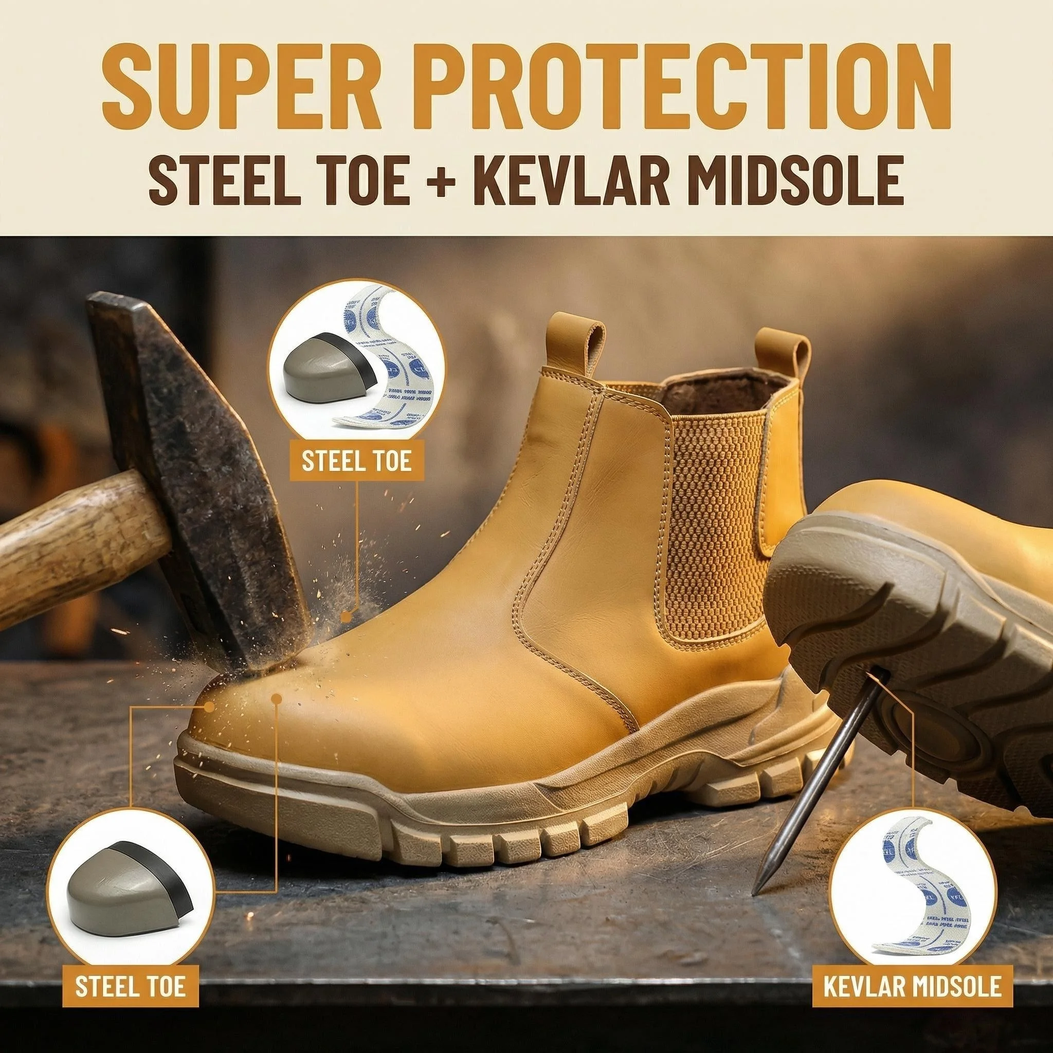 Chelsea Safety Shoes Men Steel Toe Protective Shoes With Anti Smash Anti Piercing Work Shoes Indestructible Safety Boots
