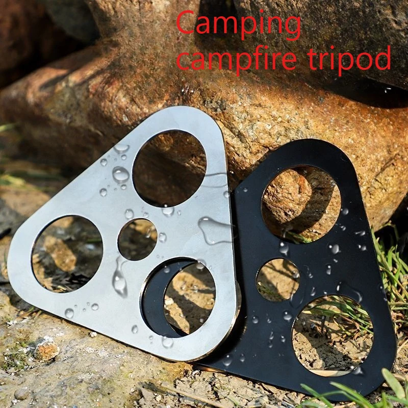 Stainless Steel Camping Campfire Grill Pot Triangle Stand Set Portable Detachable Outdoor Barbecue Tripod Hanging Rack