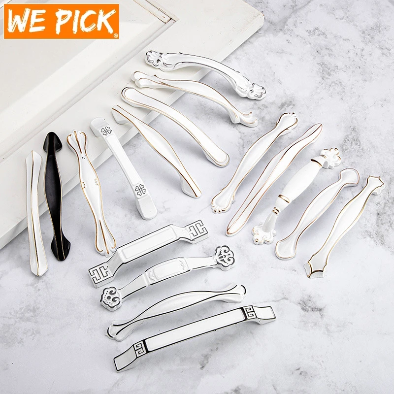 

WEPICK Cabinet Handles Zinc Aolly White Kitchen Cupboard Door Pulls Drawer Knobs European Fashion Furniture Handle Hardware