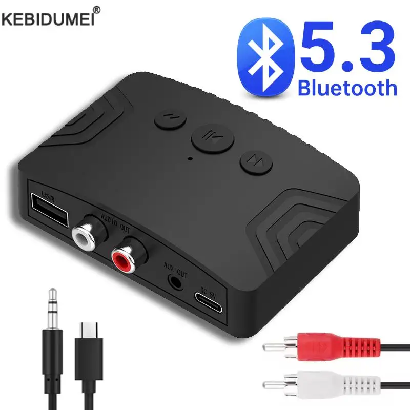 Bluetooth 5.3 Audio Receiver 3.5mm AUX RCA USB U-Disk Stereo Music Wireless Audio Adapter For PC TV Car Kit Speaker Amplifier