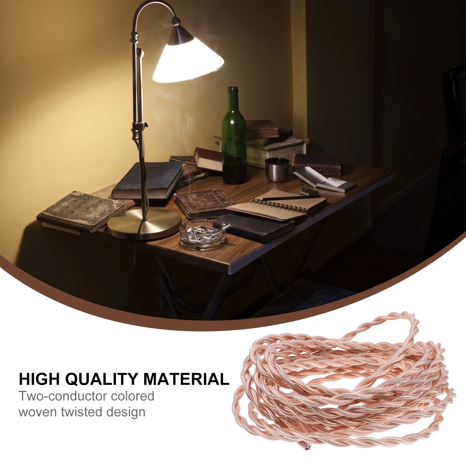 

5M 2-Conductor Twisted Vintage Copper Wire Fabric Covered Power Line For Pendant Lamp Diy Accessories Insulated Electrical Cord