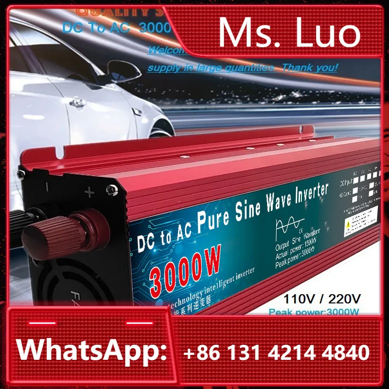 1000W 1600W 2200W 3000 Pure Sine Wave Inverter DC 12V 24v to AC 110V 220 Voltage Transformer Power Converter Automotive Inverter