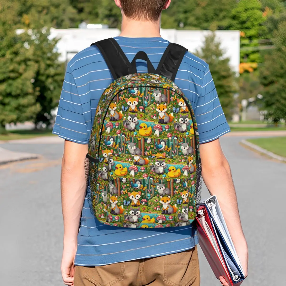 Cute Creatures Of The Forest Cute Animals Backpack Student BookBag Kids School Bag Computer Shoulder Bags for Men Women