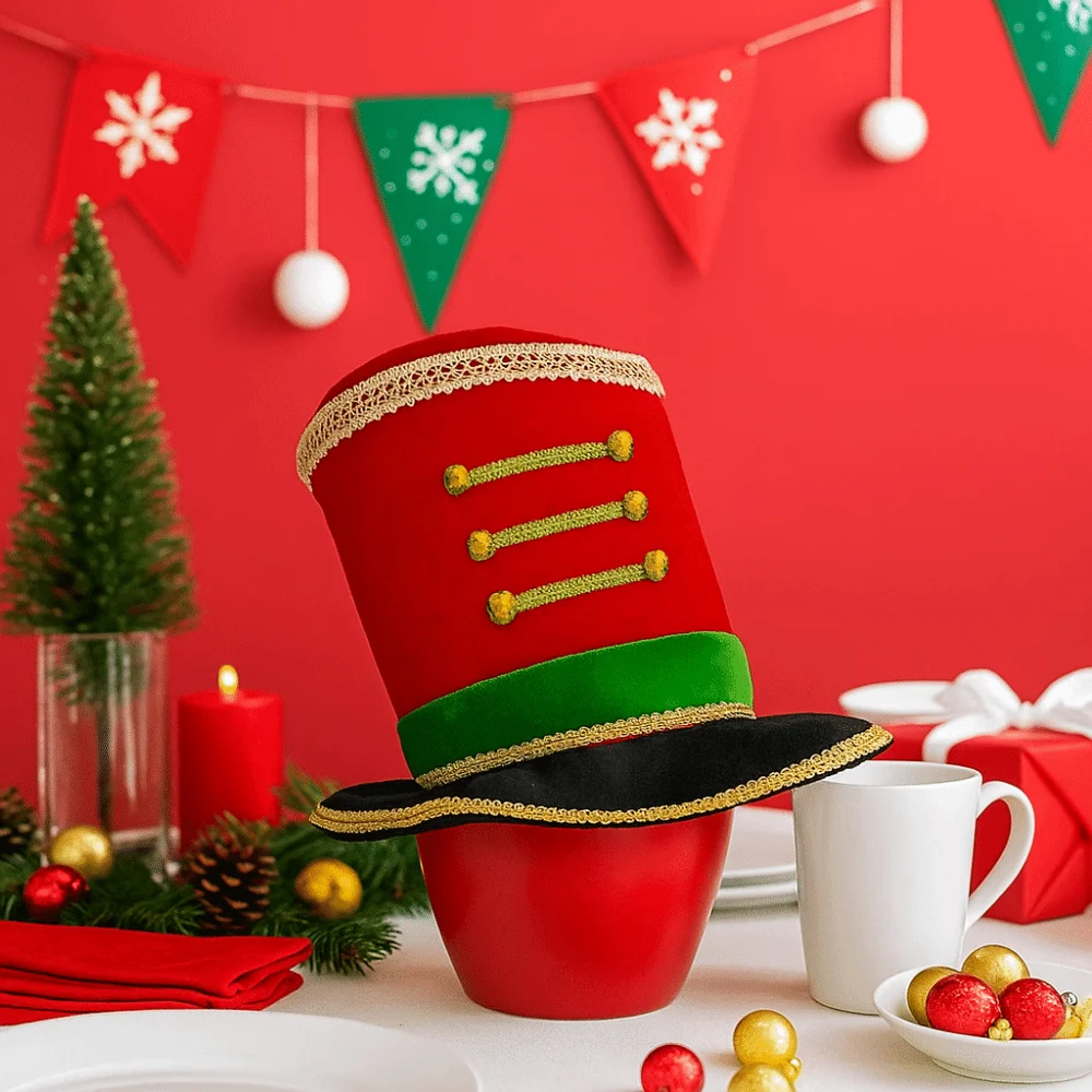 Plastic Christmas Welcome Hat Checkered Comfortable Glitter Sequin Christmas Hat Ornaments Breathable Christmas Party Cap