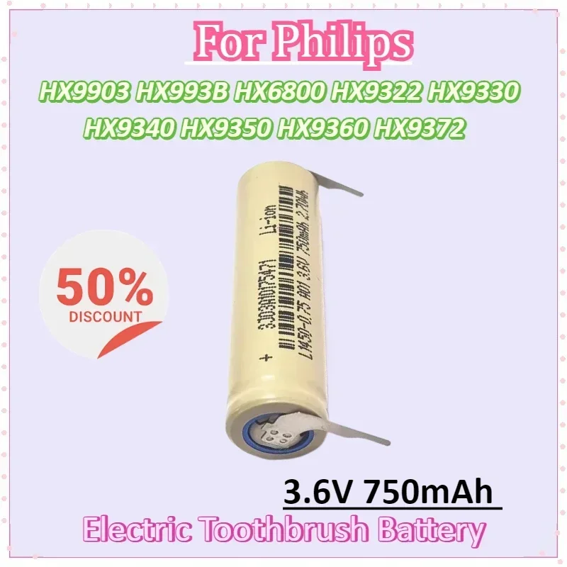 

3.6V 750mAh Electric Toothbrush Battery for Philips HX9903 HX993B HX6800 HX9322 HX9330 HX9340 HX9350 HX9360 HX9372 Batteries