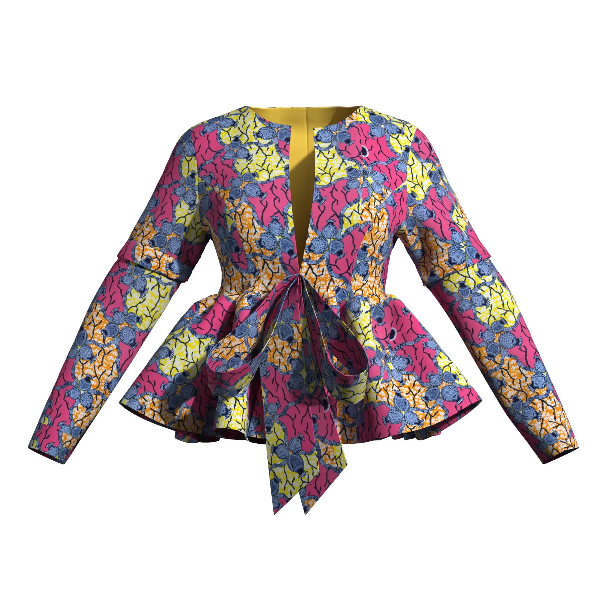 

Хлопковая рубашка BRW с африканским принтом для женщин, Дашики Анкара, традиционное пальто, куртка с восковым принтом из батика и поясом, 2-сторонняя WY11061