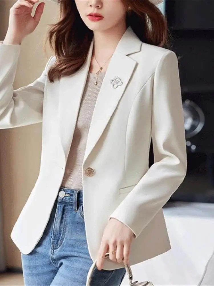 Faionable Bla ort Suit Jaet for Women Casual Ele Spring Autumn New Sle Chinese Brand Cleanfit Office Wear