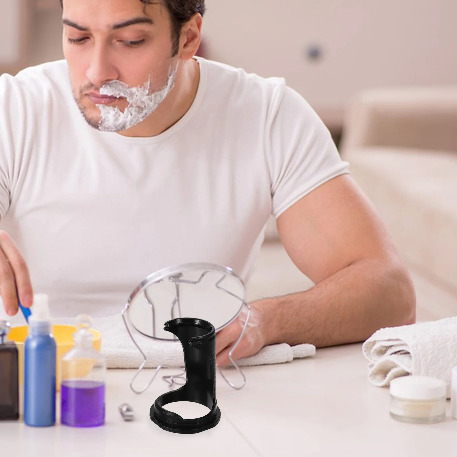 

Razor Stand Shaving Brush Holder Sturdy Base Design Bathroom Razor Organizer Shaving Brush Rack for Men Shaver Holder