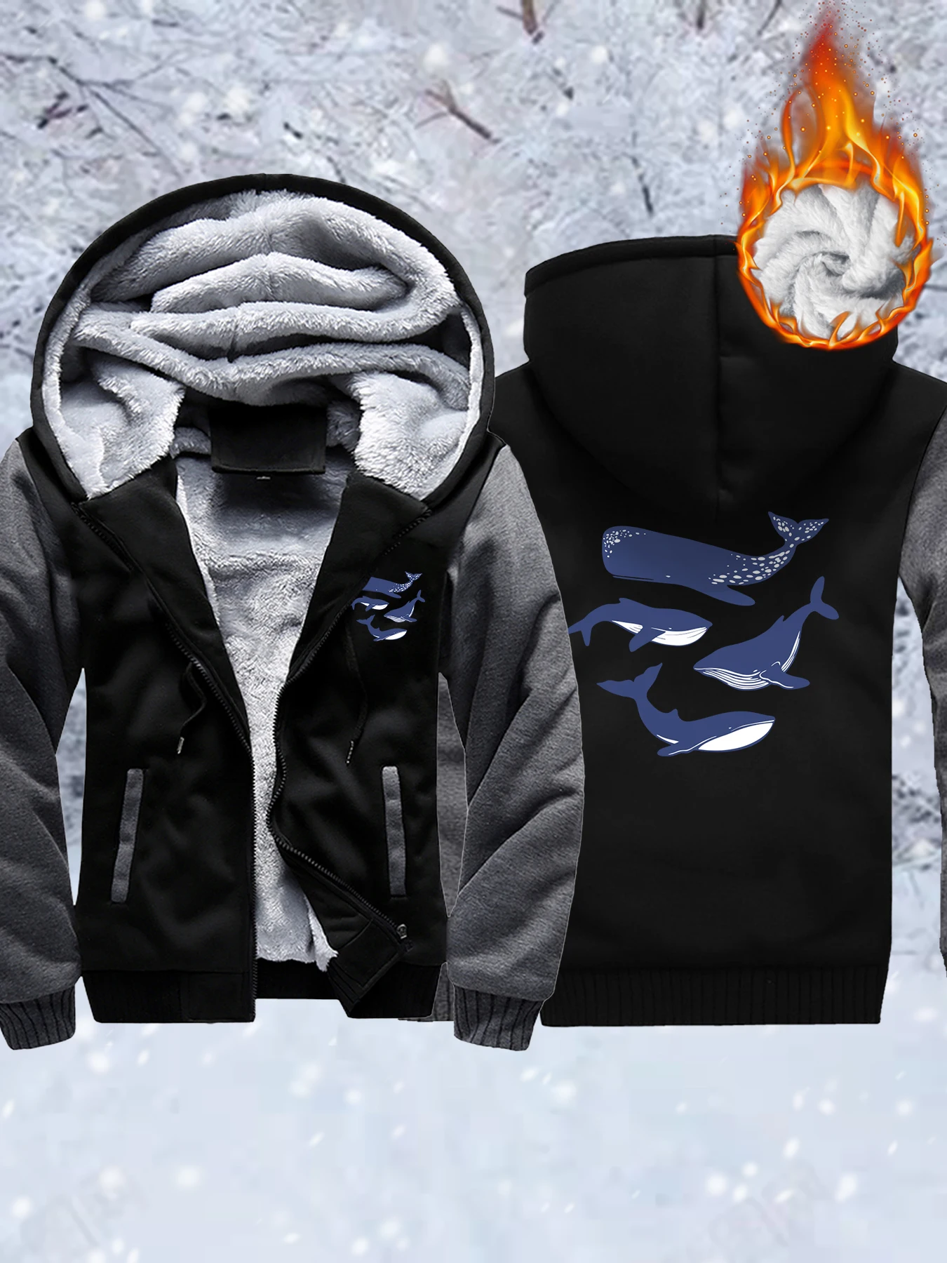 المحيط أسماك القرش الإبداعية نمط الرجال رشاقته السترات الشتاء التمويه معاطف كل مباراة سستة هوديس المتضخم الصوف الشارع الشهير #3