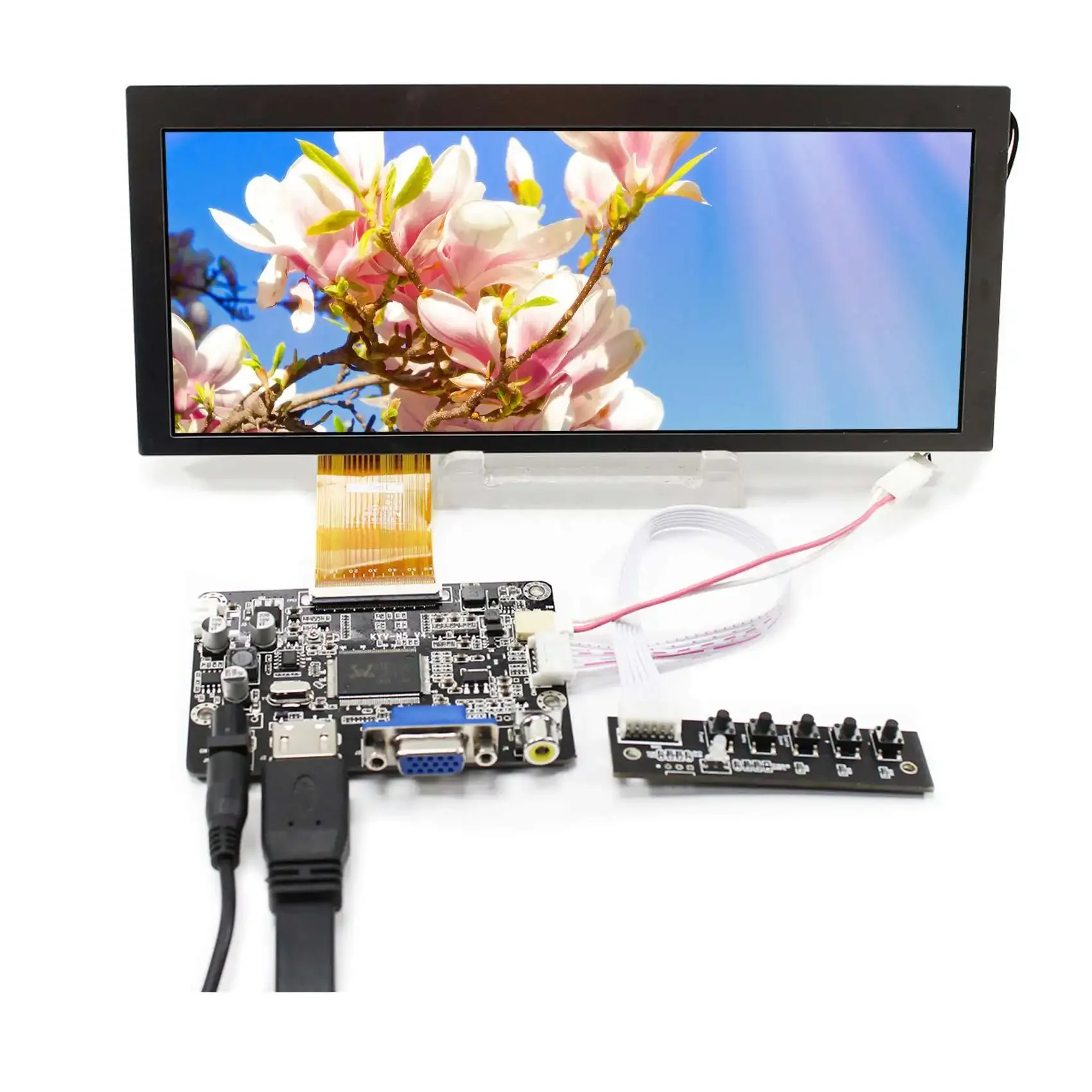 Publicidade Display Board Acessórios para tela Strip, HD Mi LCD Bar Monitor, FPC Lvds, 60Pin, 8.8 ", 1280X480