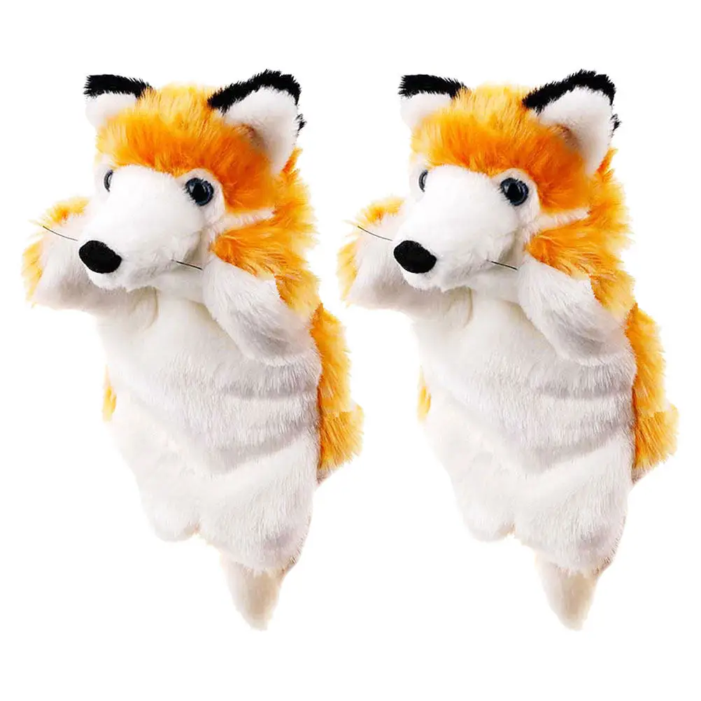 2Pcs Fox Hand Puppet Set Cute Stuffed Animal Glove Puppets for Children Creative Storytelling Playtime Companion Learning Tool