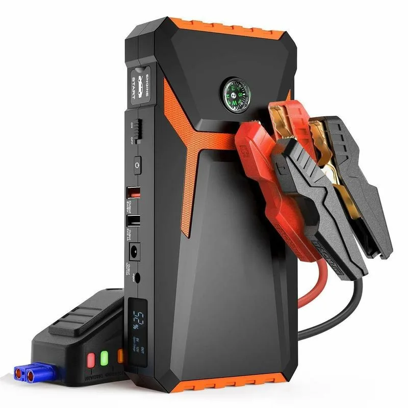 Car Jump Starter, T8 800A Peak 18000mAh 12V with LCD Display for up to 7.0L Gas and 5.5L Diesel Engines,  with Case and Jumper C