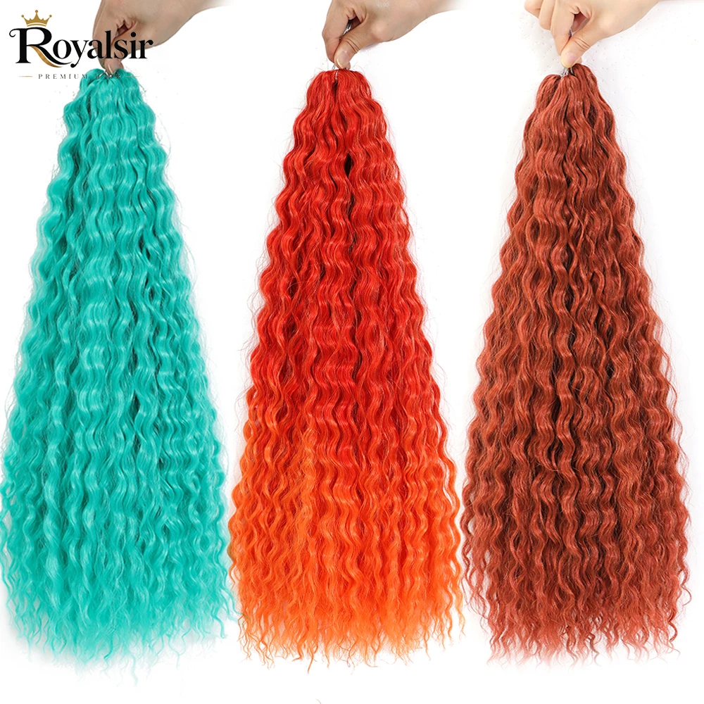 24Inch Crochet Braids Water Wave Ariel Blond Highlight P27/613# Bio Protein Hair Ombre Brown 6# Red Orange Synthetic Hair Bundle