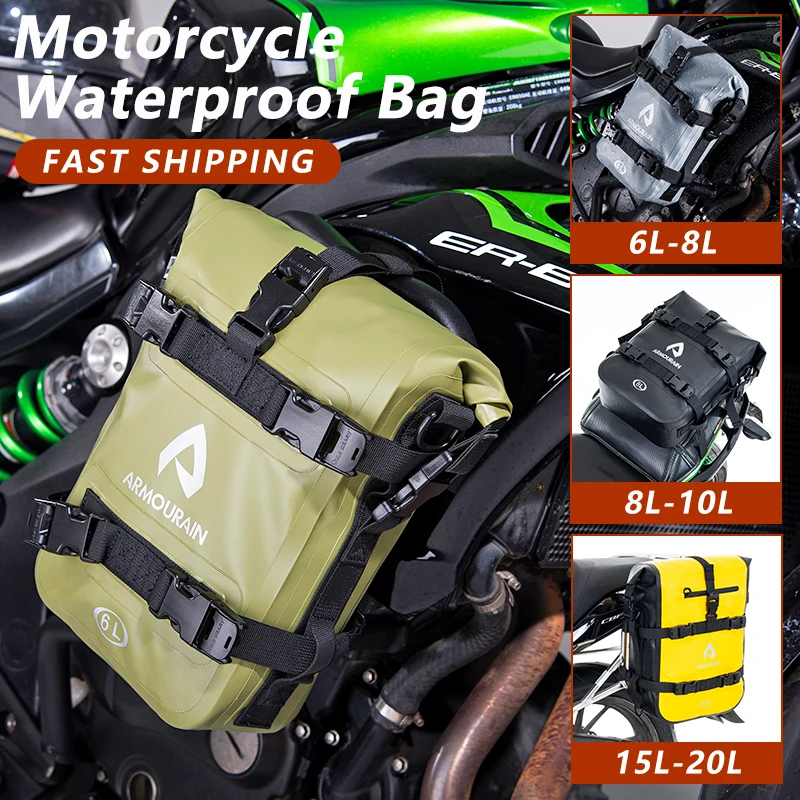 オートバイクラッシュバー防水バッグサイドフレームバッグ-6l-8l-15l-ショルダーストラップ付きオートバイ乗馬ツール収納アクセサリー