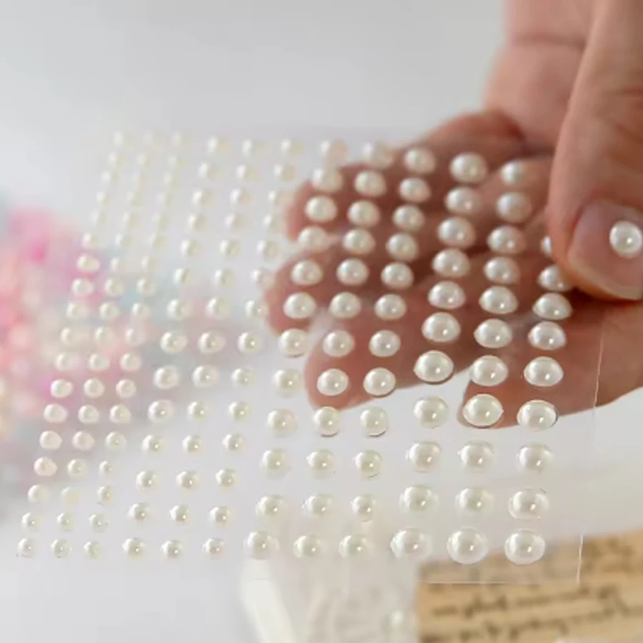 165 Semi-Circular Plastic Pearl Decorative Stickers, Paper Greeting Card Decoration Stickers, DIY Craft Scrapbooking, Suitable for Performance Costumes, Makeup, Nail Art, Phone Decoration, Etc., Surprise Gifts, Diary Scrapbooking, Photo Album Stationery Tape, Diary Scrapbooking Materials