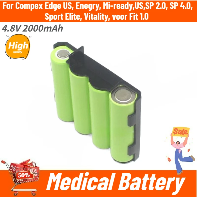 

New 4.8V 2000mAh High Quality Medical Battery for Compex Edge US, US,SP 2.0, SP 4.0, Enegry, Mi-ready,Sport Elite, Vitality
