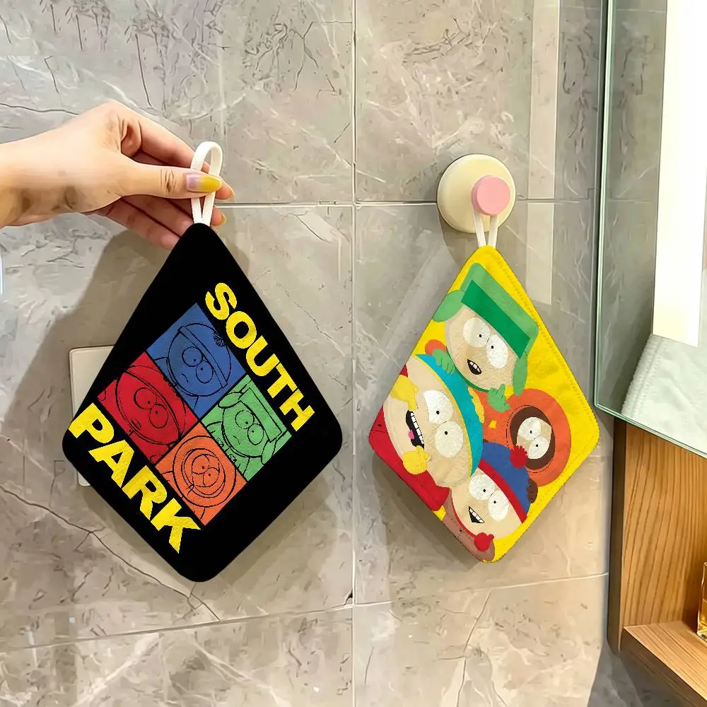 Classic Animation S-South P-Park Polyester Cotton Hand Wiping Towel with Hanging Loop, Lightweight for Home and Commercial Use