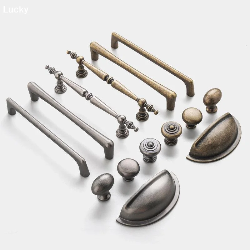 Antique Bronze Cabinet Pull Retro Wardrobe Door Handle Drawe Knob Aluminum Storage Pull Kitchen Furniture Hardware